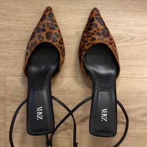 Zara Animal Print Leather Heels